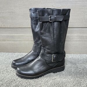 Gentle Souls by Kenneth Cole Women's Buckled Up Black Leather Boots NEW size 9.5
